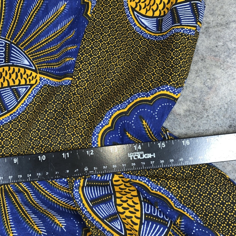 Ray Darten Gown Women's L Navy Blue & Yellow Seashell Ayoade African‎ High Low - Picture 12 of 16